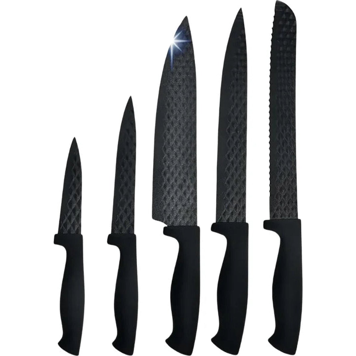 Cheffinger Knife Set with Standard Design - 6-piece - Black - Diamand Design