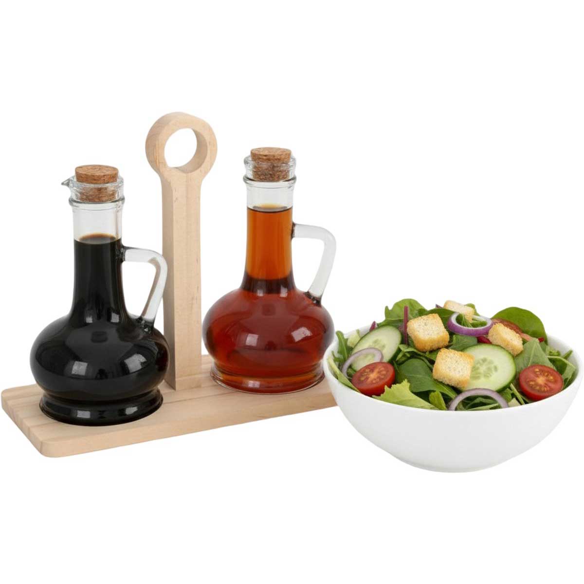 Cheffinger Olie- en Azijn Set Incl. Houder - Bamboe