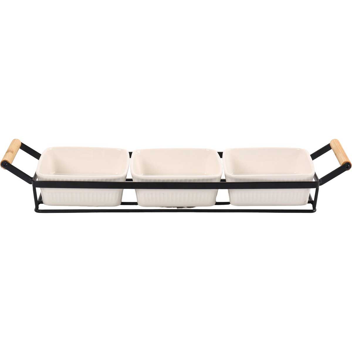 Cheffinger Saus & Snackschalen Set - 4-delig - Keramiek - Zwart/Wit