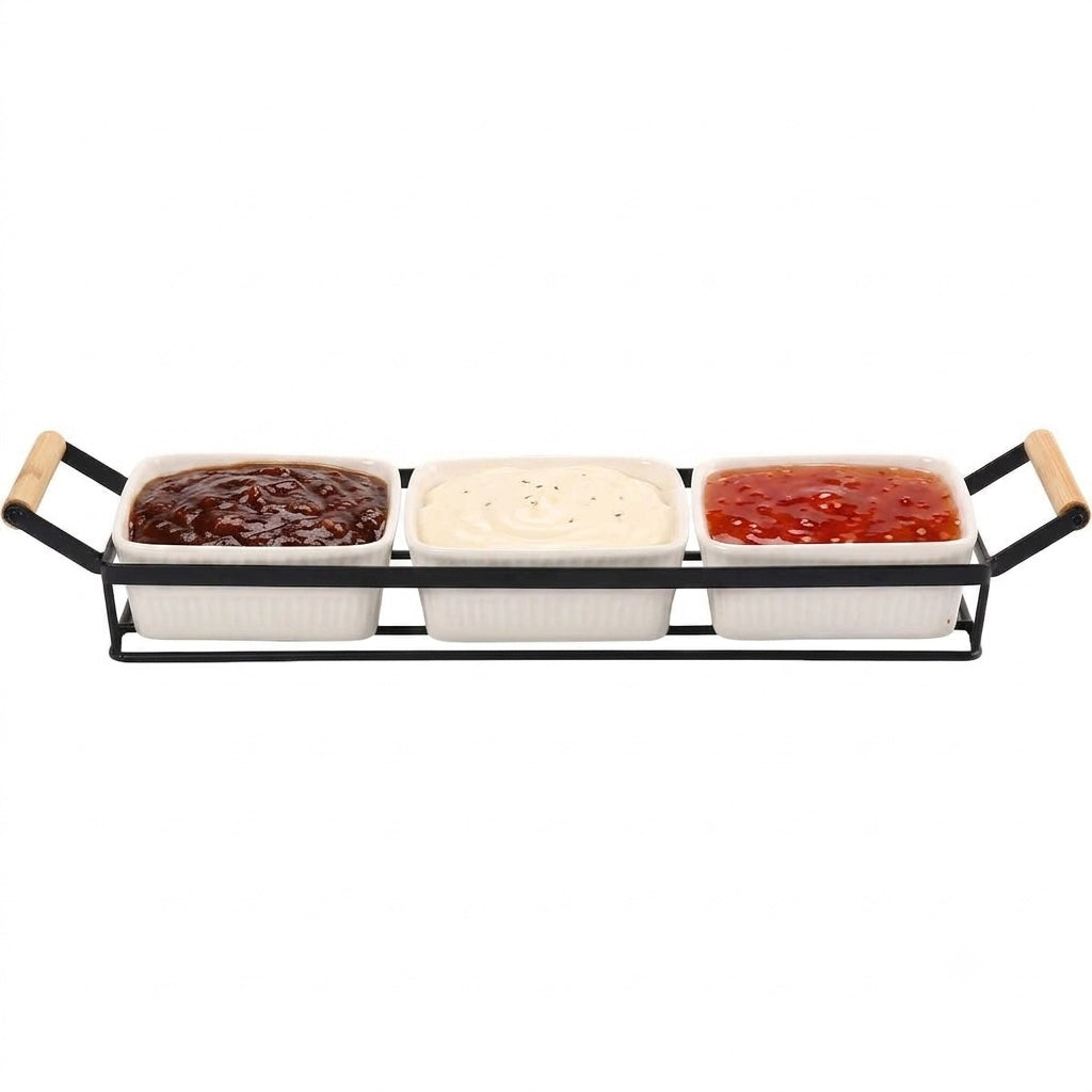 Cheffinger Saus & Snackschalen Set - 4-delig - Keramiek - Zwart/Wit