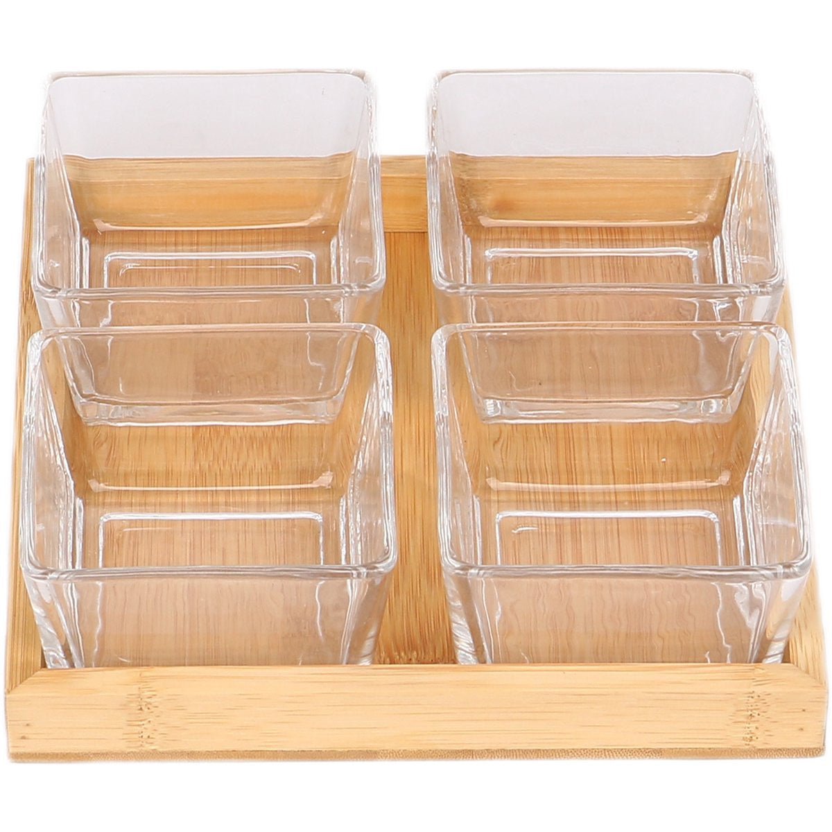 Cheffinger Snackschaal met 4 Bakjes - Bamboe - Borrelpank - Tapasschaal - Serveerschaal