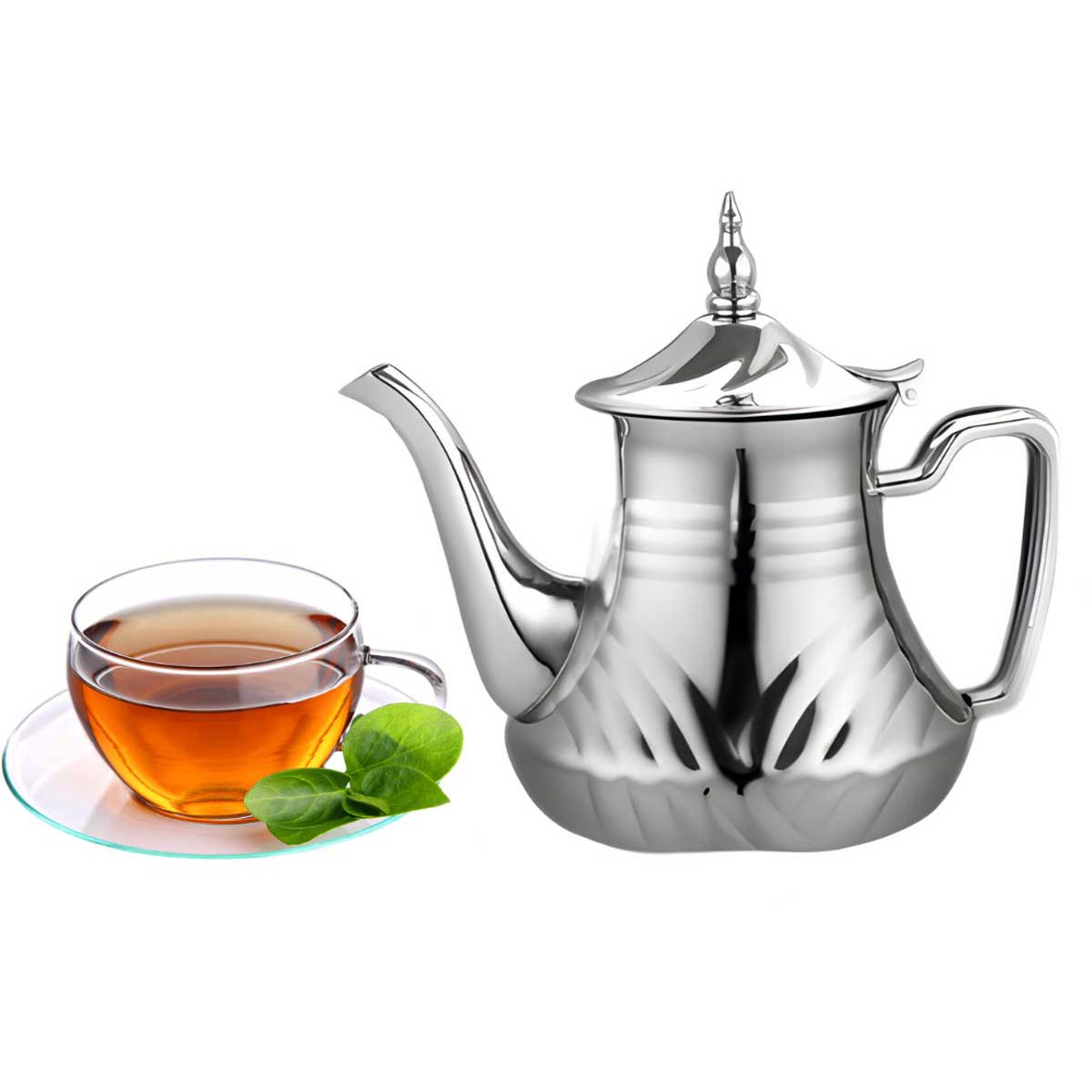 Cheffinger Theepot Zilver - 1 Liter - Turkse & Marokkaanse Theepotten