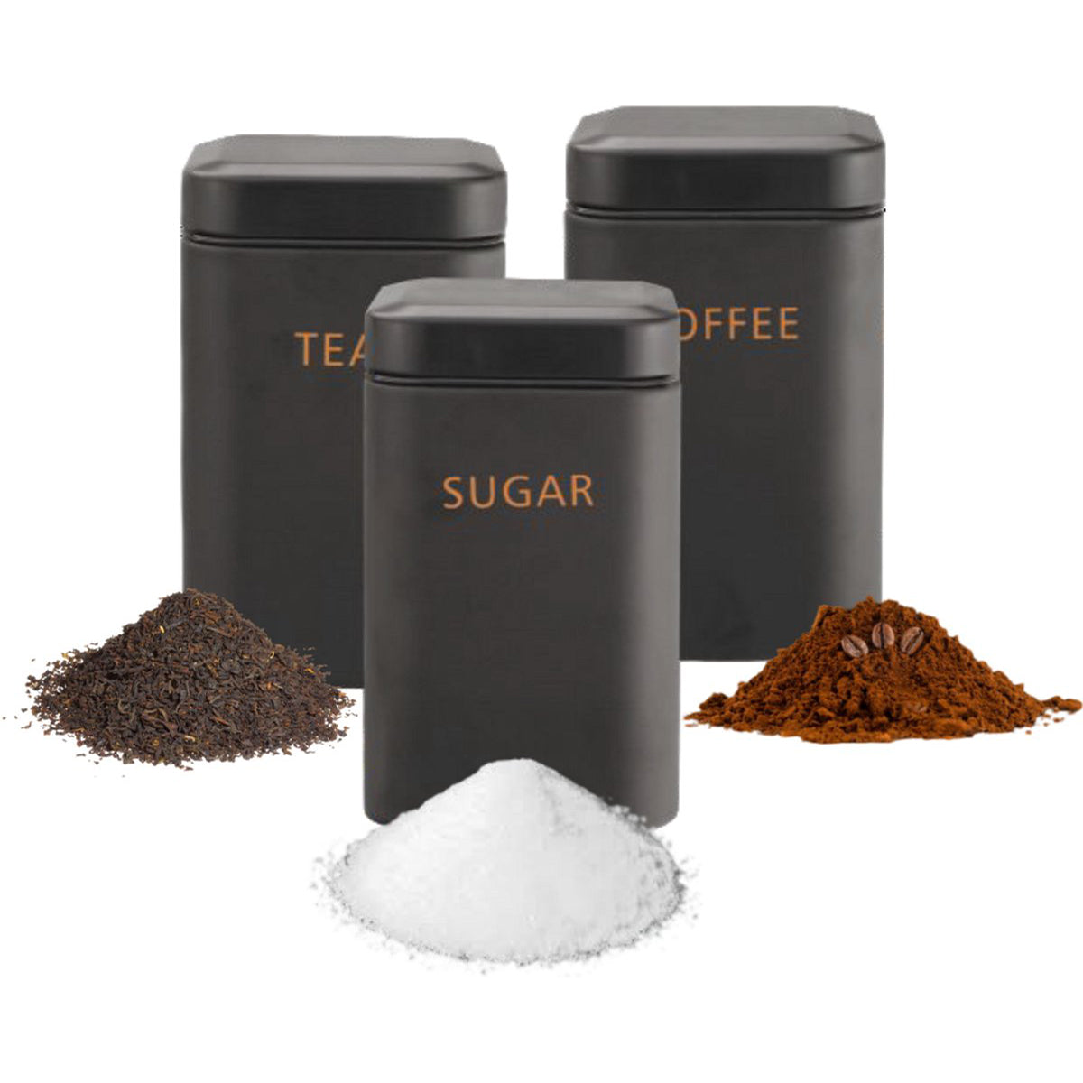 Cheffinger Voorraadbussen - Zwart - Koffie, Thee en Suiker