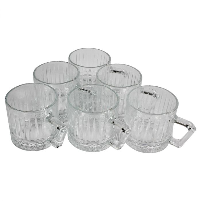 Cinar Theeglazen Set met Oor - 6 Stuks - 225ml - Theeglas - Theekopjes - Theeglazen met Handvat