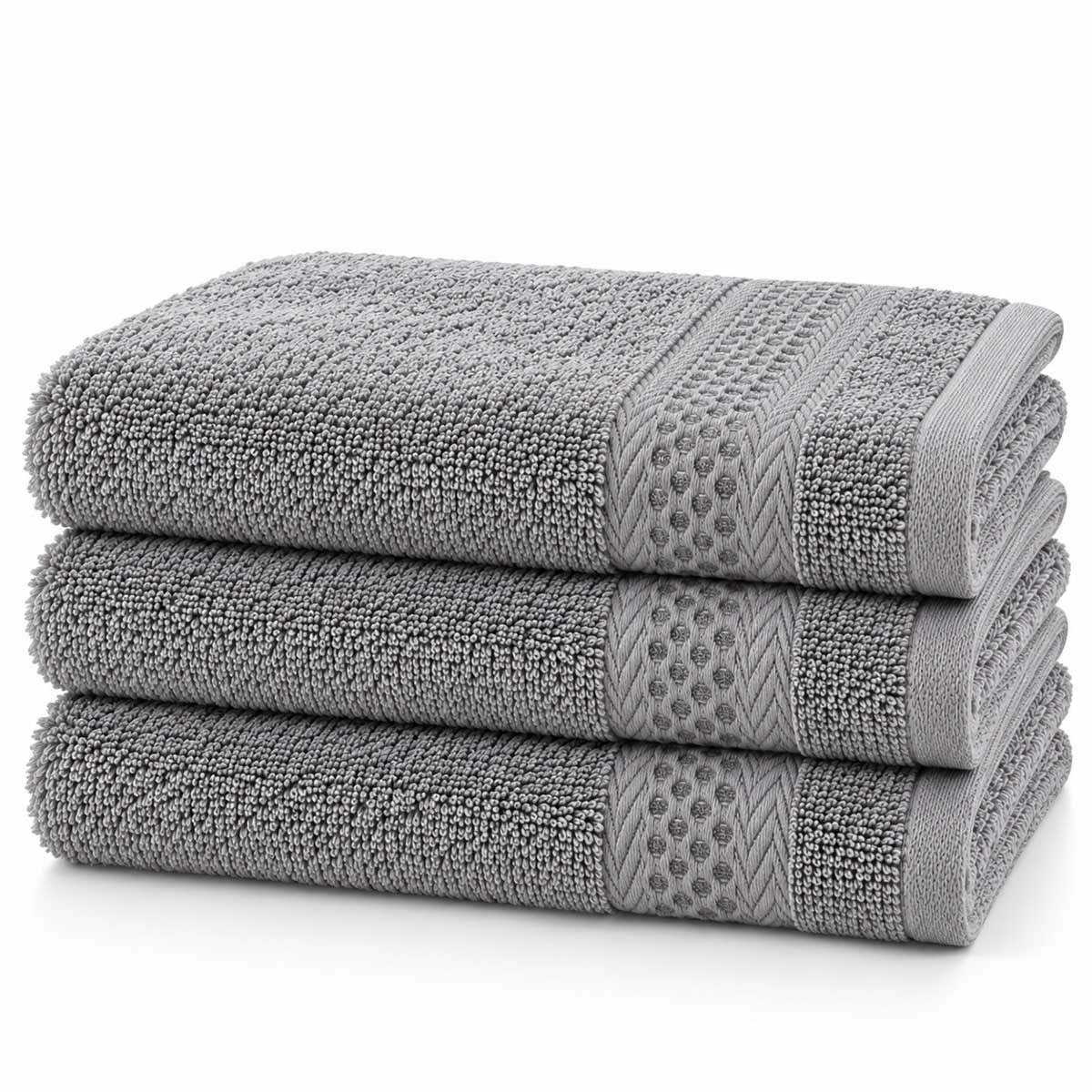 Cleanizi Badhanddoek - Grijs - 50x90 cm - 100% Katoen - Badstof Handdoek - Set van 3