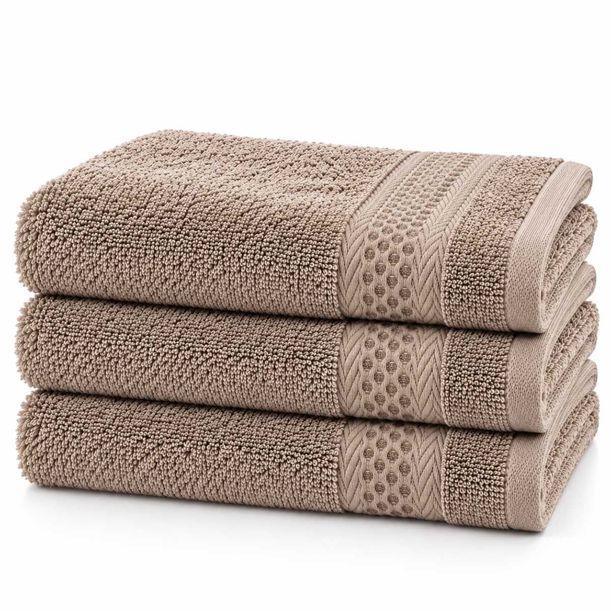 Cleanizi Badhanddoek - Taupe - 50x90 cm - 100% Katoen - Badstof Handdoek - Set van 3