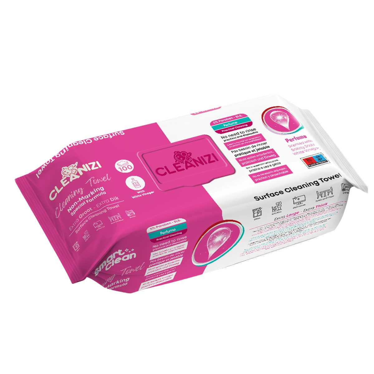 Cleanizi Schoonmaakdoekjes met Parfum - 3 Pak x 100 Stuks - Extra Groot & Dik - Streeploos Schoon - Frisse Geur - 0% Parabenen