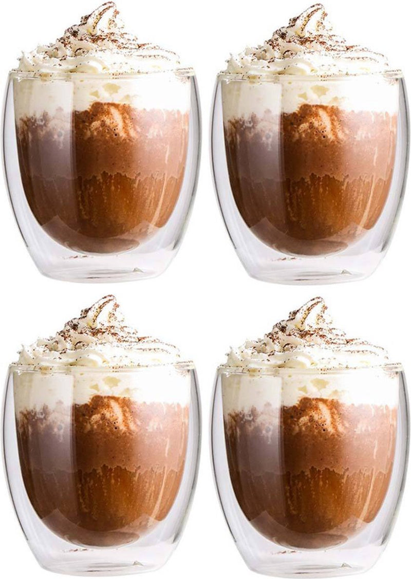 RoyalGoods Doppelwandige Gläser – 250 ml – 4er-Set – Kaffeegläser – Teegläser – Cappuccino-Gläser – Latte Macchiato-Gläser