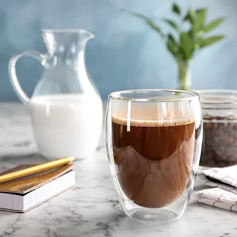 MONOO Doppelwandige Gläser – 350 ml – 4er-Set – Kaffeegläser – Teegläser – Cappuccino-Gläser – Latte Macchiato-Gläser
