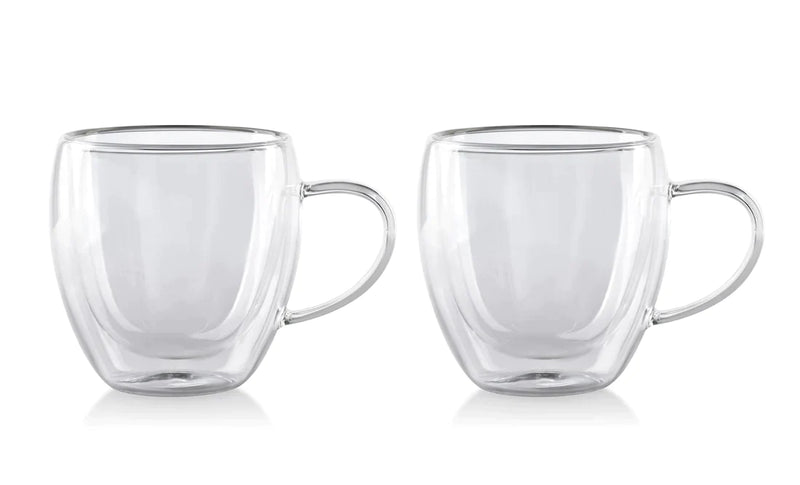Dubbelwandige Glazen met Oor - 250 ml - Set van 4 - Koffieglazen - Theeglas - Cappuccino Glazen - Latte Macchiato Glazen - Glas - TEKZEN