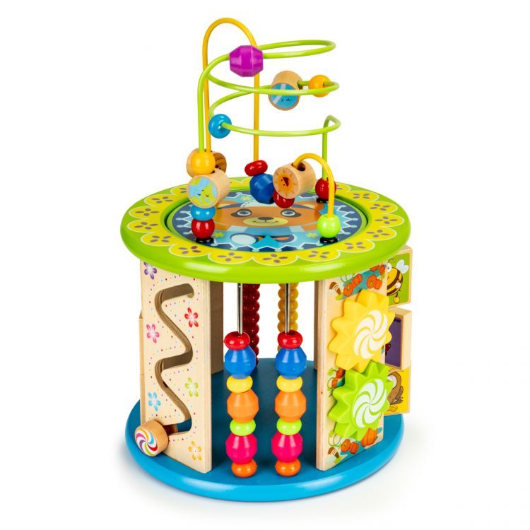 ECOTOYS Houten Activiteitenkubus - Visspel & Blokken - Educatief