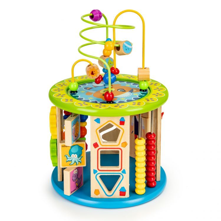 ECOTOYS Houten Activiteitenkubus - Visspel & Blokken - Educatief
