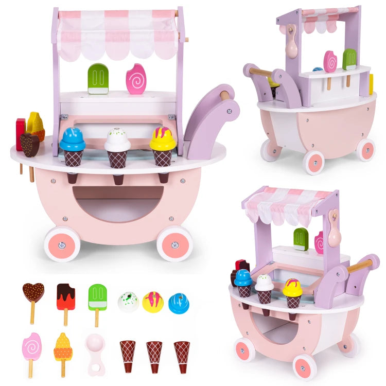ECOTOYS Houten IJskar - 12-delig - Magnetisch IJs - Vanaf 3 Jaar