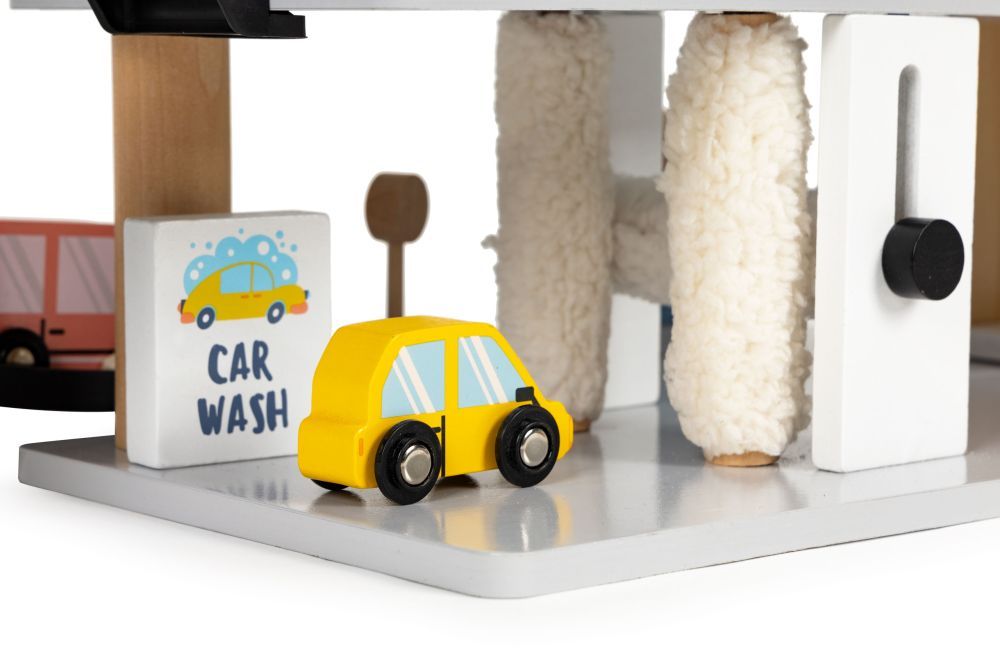 ECOTOYS Houten Parkeergarage - 3 Verdiepingen - Lift & Auto’s - 3+