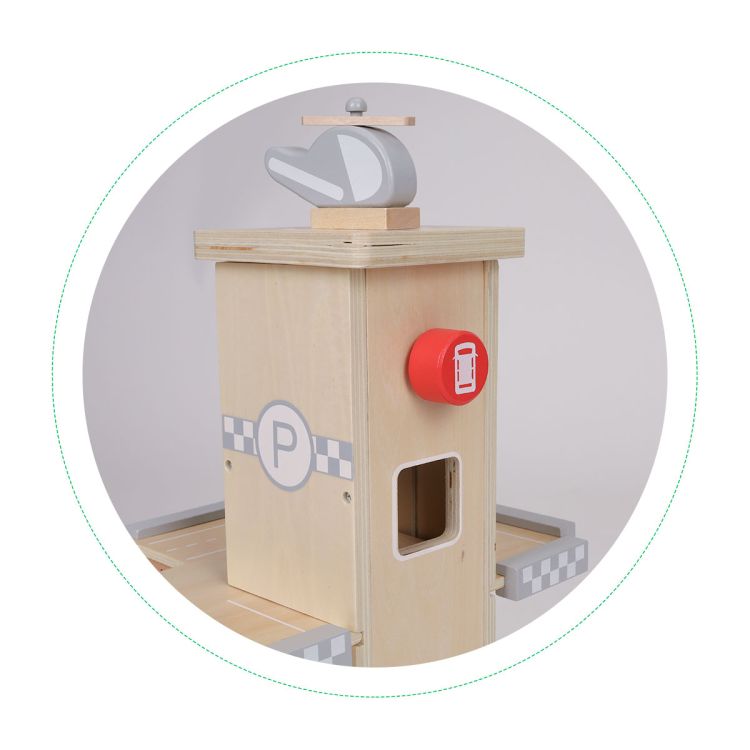 ECOTOYS Houten Parkeergarage - Met Lift, Autobaan & Auto’s