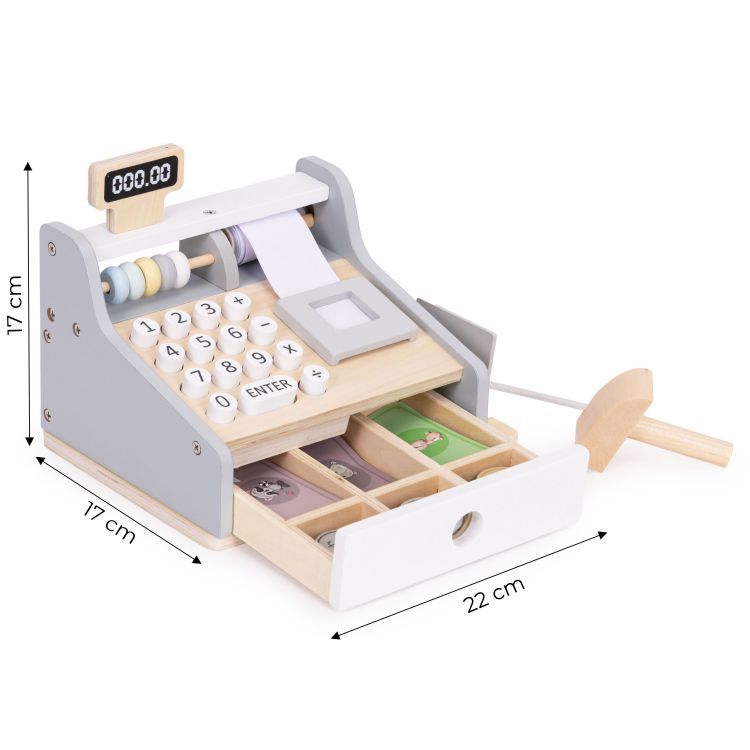 ECOTOYS Houten Speelgoedkassa - Met Scanner, Speelgeld & Betaalkaart