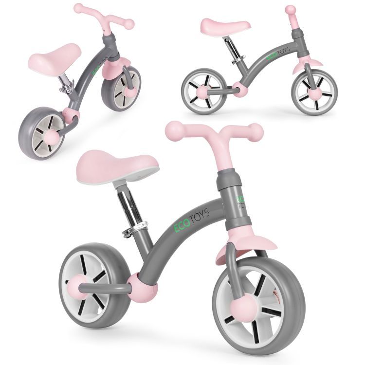ECOTOYS Loopfiets - EVA Wielen - Verstelbaar Zadel - Grijs - 3+