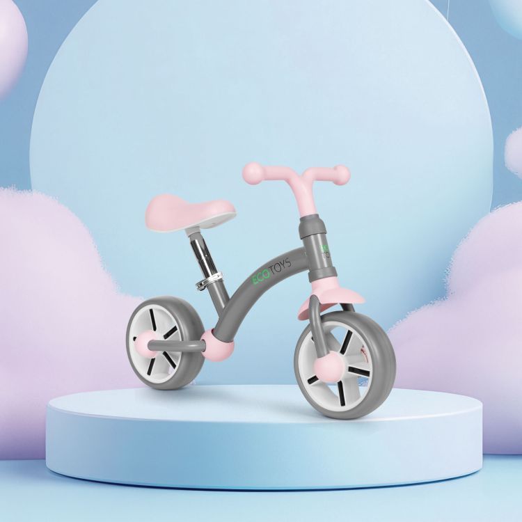 ECOTOYS Loopfiets - EVA Wielen - Verstelbaar Zadel - Grijs - 3+