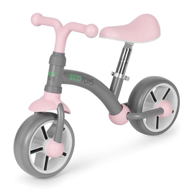 ECOTOYS Loopfiets - EVA Wielen - Verstelbaar Zadel - Grijs - 3+