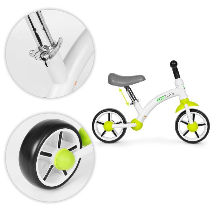 ECOTOYS Loopfiets - EVA Wielen - Verstelbaar Zadel - Groen - 3+