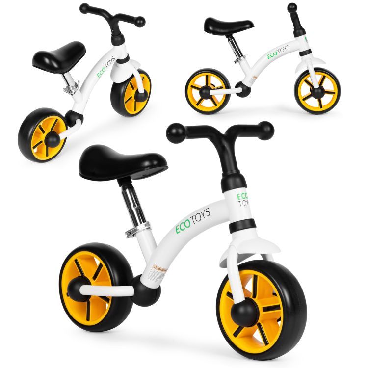 ECOTOYS Loopfiets - EVA Wielen - Verstelbaar Zadel - Zwart - 3+