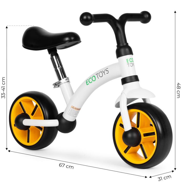 ECOTOYS Loopfiets - EVA Wielen - Verstelbaar Zadel - Zwart - 3+