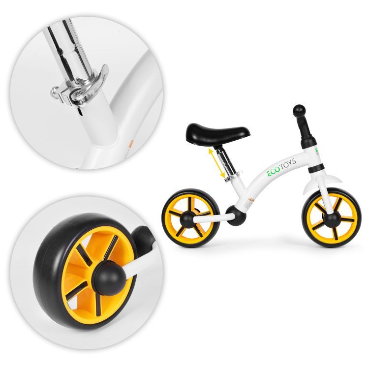 ECOTOYS Loopfiets - EVA Wielen - Verstelbaar Zadel - Zwart - 3+