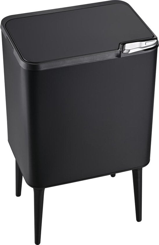 MONOO Trash Can - Waste Separation - 33L + 3L - Trash Can Black - Trash Cans - Trash Can 2 Compartments - Garbage Bin 36 Liters - Waste Separation - Pedal Bin - Waste Bin Waste Separation