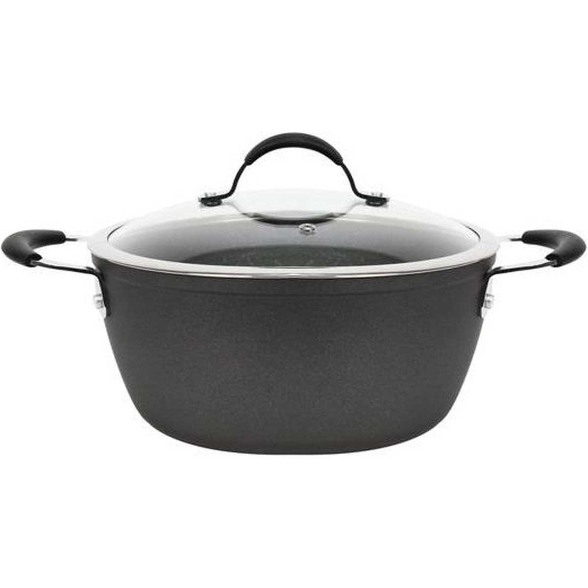 Ferveo Dura Braadpan met Deksel - 26cm - Zwart - Inductie