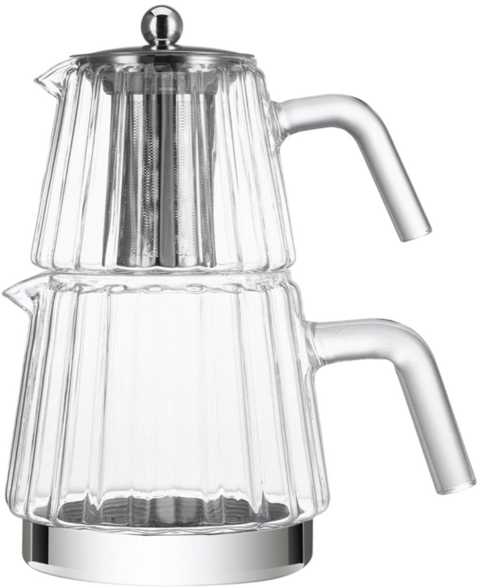 Ferveo Velda - Glazen Theepot Set - 1,0/2,0L - Inductie - Turkse Theepot