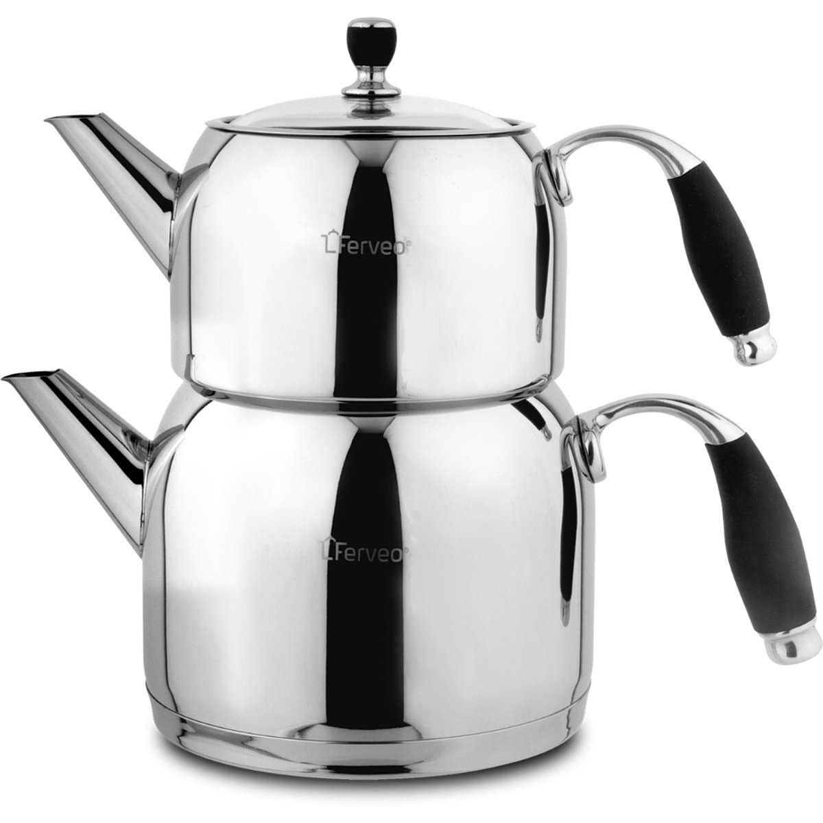 Ferveo Beyza - Theepot Set - 1,0/3,0L - Inductie - Turkse Theepot - RVS