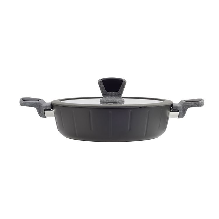 Ferveo Bradar Lage Braadpan met Deksel - 24cm - Zwart - Inductie