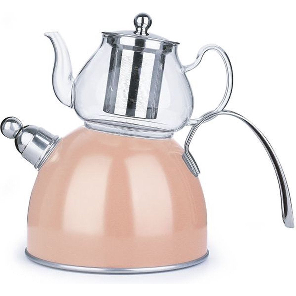 Ferveo Djena Turkse Theepot Set - 0,8/2,5L - Roze Goud - Inductie