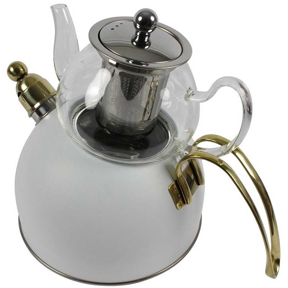 Ferveo Djena Turkse Theepot Set - 0,8/2,5L - Wit - Inductie