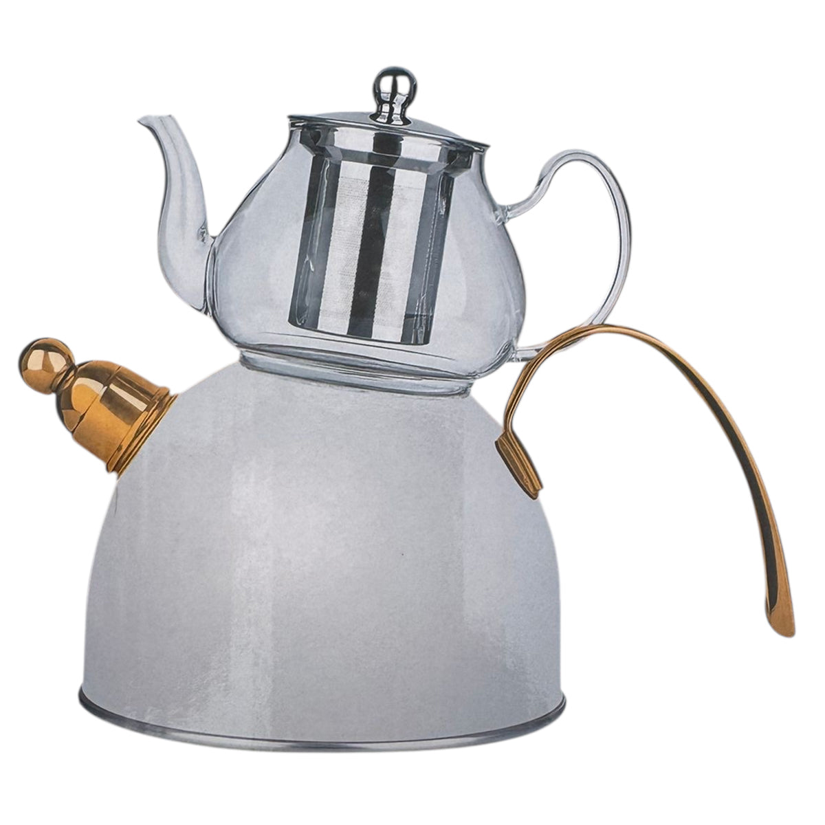 Ferveo Djena Türkisches Teekannen-Set – 0,8/2,5 l – Weiß – Induktion