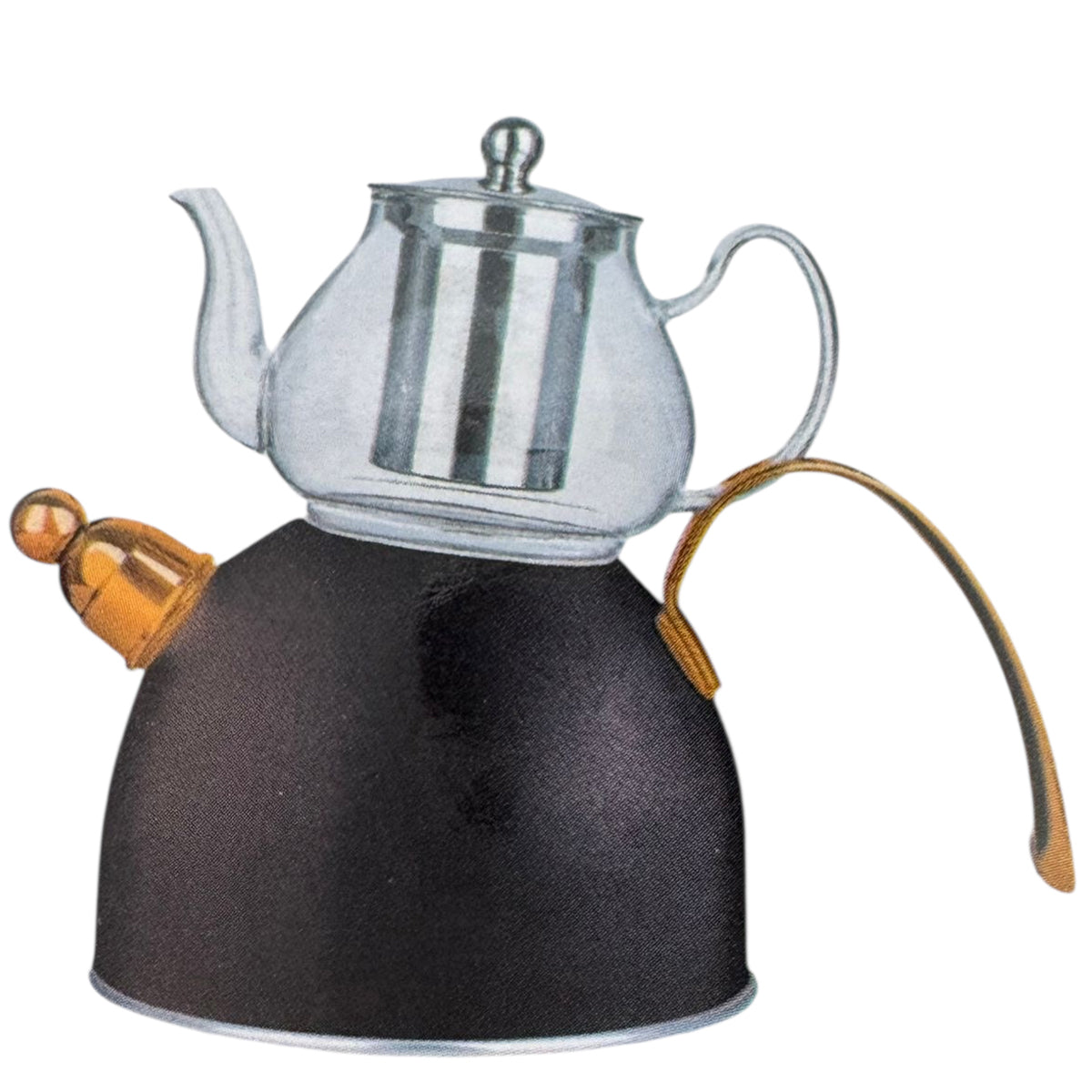 Ferveo Djena Türkisches Teekannen-Set – 0,8/2,5 l – Schwarz – Induktion