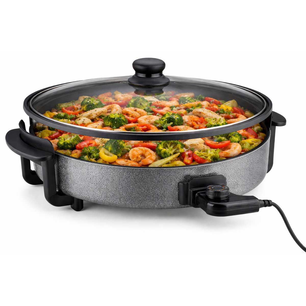 Ferveo Leyya - Hoge Elektrische Hapjespan - 34cm - 1500W - Elektrische Pizza Pan - Zwart