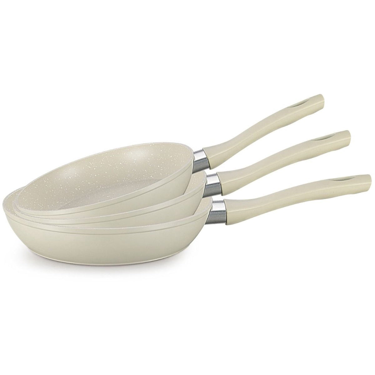 Ferveo Nova Bratpfannen-Set – Induktion – Ø20, Ø24, Ø28 cm – Japandi Beige