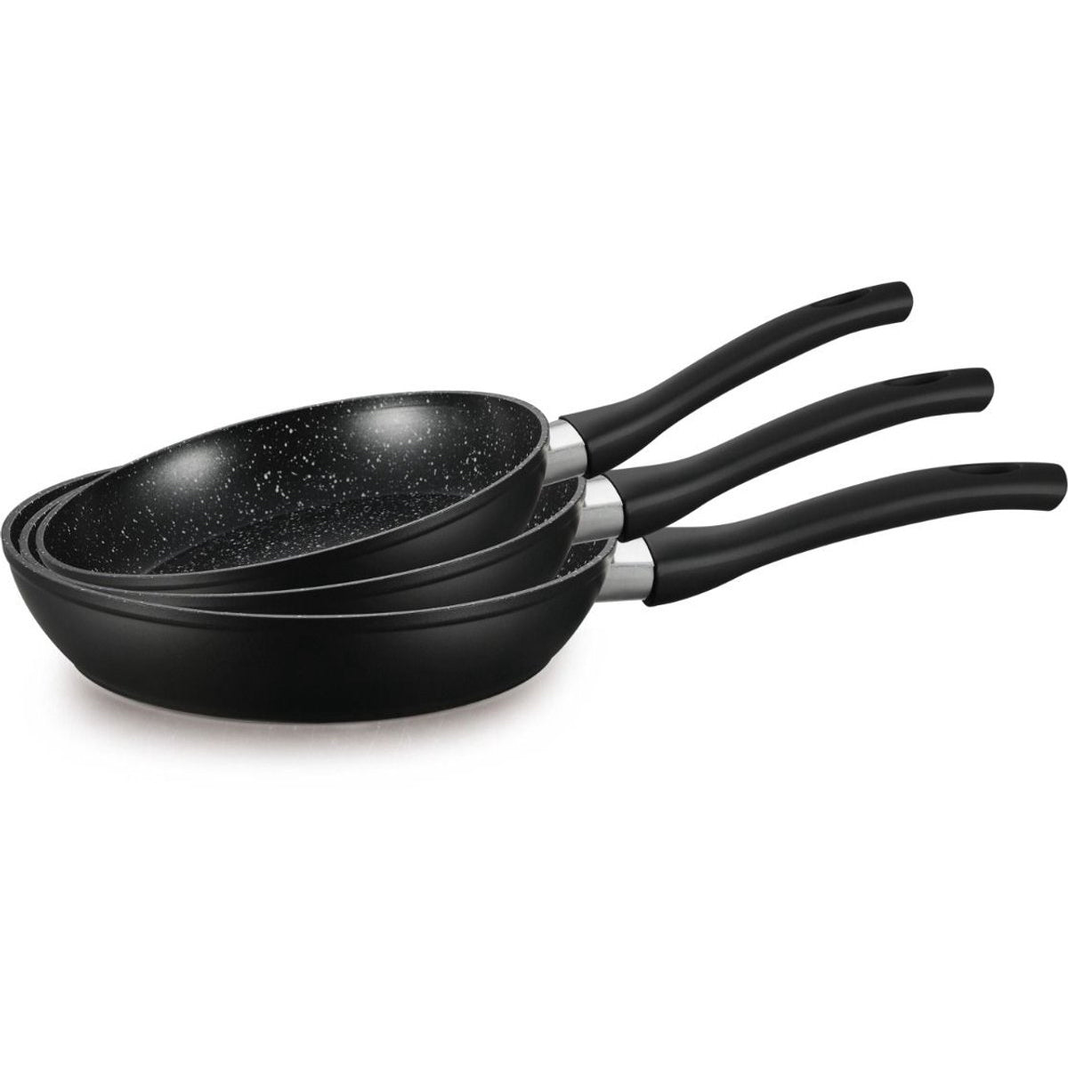 Ferveo Nova Bratpfannenset - Induktion - Ø20, Ø24, Ø28 cm - Schwarz/Weiß