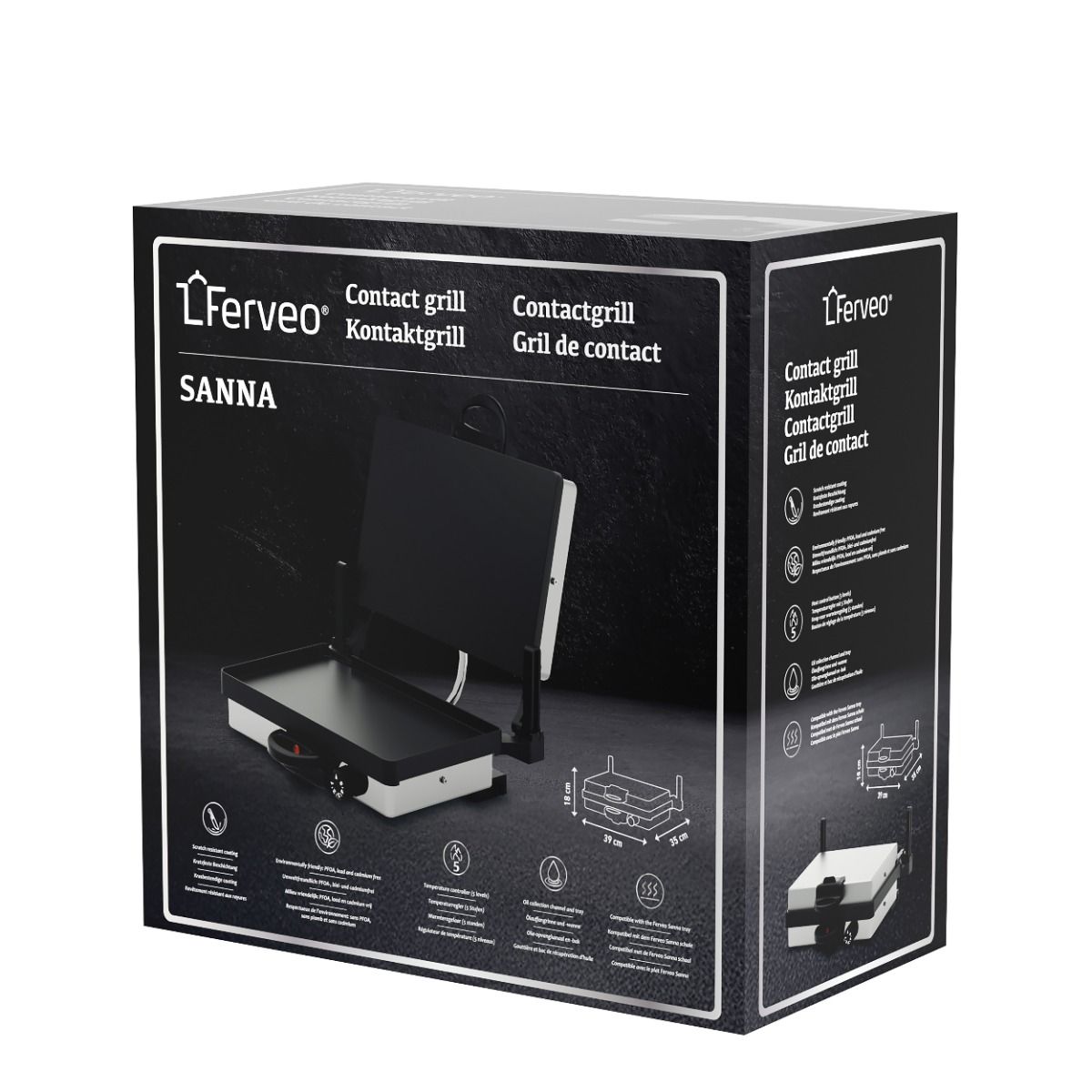 Ferveo Sanna Contactgrill - Lahmacun Maker, Broodrooster & Tafelgrill - Turkse Pizza Maker - Zwart/Wit