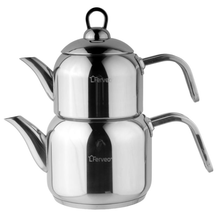 Ferveo Seyma - Theepot Set - 0,7/1,5L - Inductie - Turkse Theepot - RVS