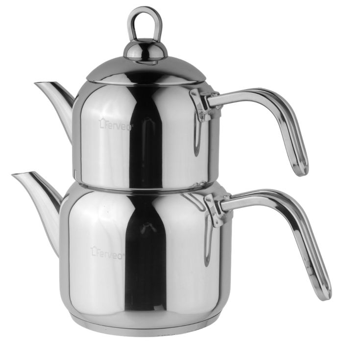 Ferveo Seyma - Theepot Set - 0,7/1,5L - Inductie - Turkse Theepot - RVS