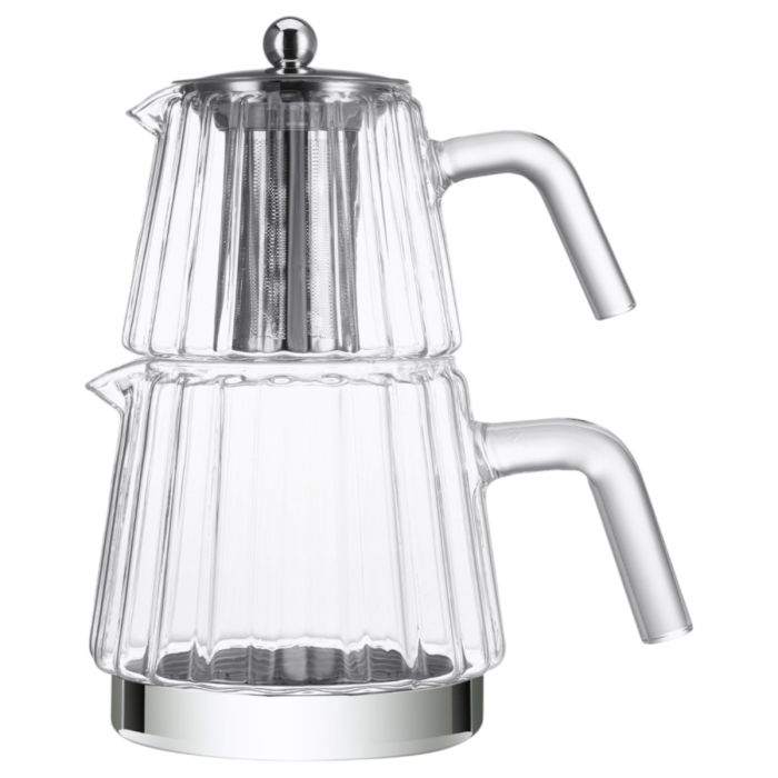 Ferveo Velda - Glazen Theepot Set - 1,0/2,0L - Inductie - Turkse Theepot