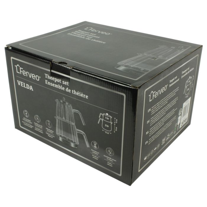 Ferveo Velda - Glazen Theepot Set - 1,0/2,0L - Inductie - Turkse Theepot