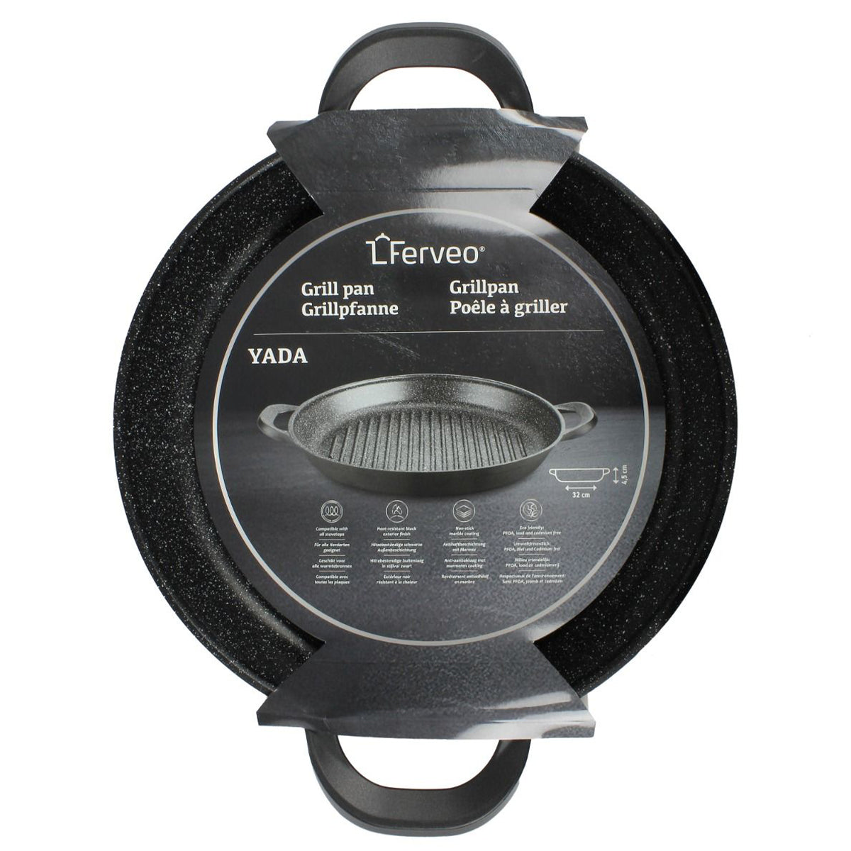 Ferveo Yada Grillpan - 32cm - Zwart - Inductie