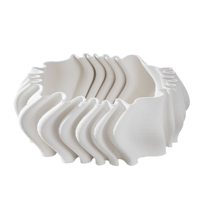 Fugurato Ella Schaal Wit - Keramiek met Golvend 3D-Reliëf - Ø27,5 x H11 cm