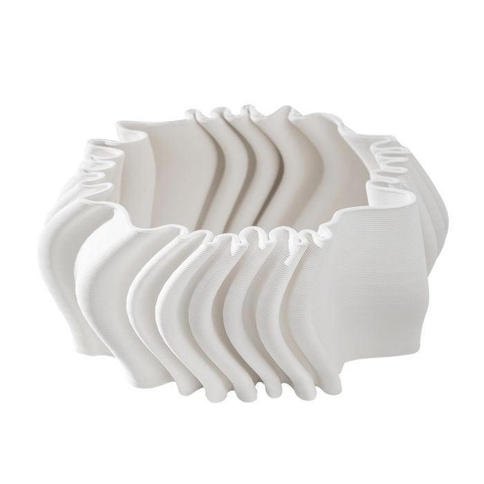 Fugurato Ella Schaal Wit - Keramiek met Golvend 3D-Reliëf - Ø37 x H14 cm