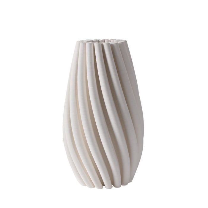 Fugurato Lia Vaas Wit - Keramiek met Gedraaide Ribbelstructuur - Ø13,5 x H26 cm