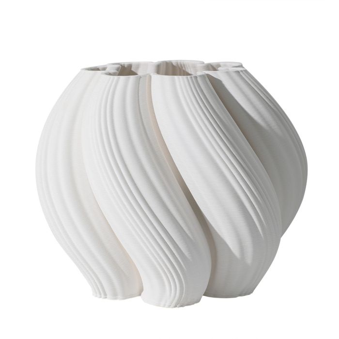 Fugurato Luca Vaas Wit - Keramiek met 3D Ribbelstructuur - Ø25,7 x H20 cm