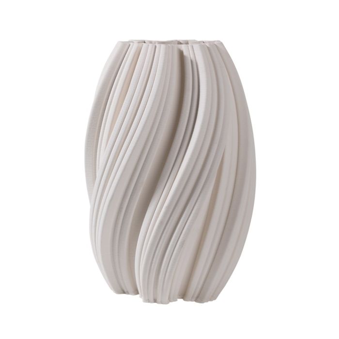 Fugurato Nena Vaas Wit - Keramiek met Gedraaide 3D-Ribbelstructuur - Ø21 x H30,5 cm